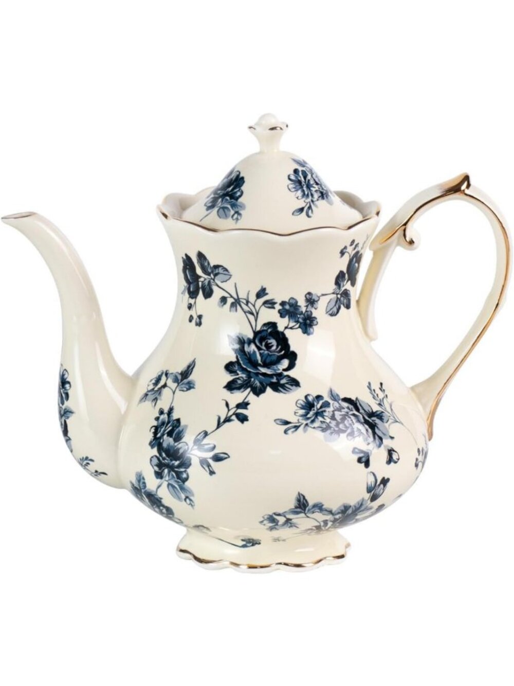 Vintage Porcelain Teapot with Handle, 30 oz Elegant Tea Pot for Home Decor